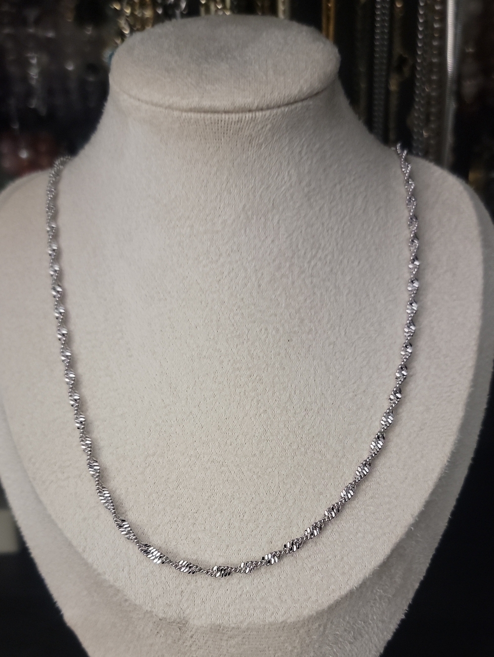 Sterling Silver Twisted Rope Necklace - Silver